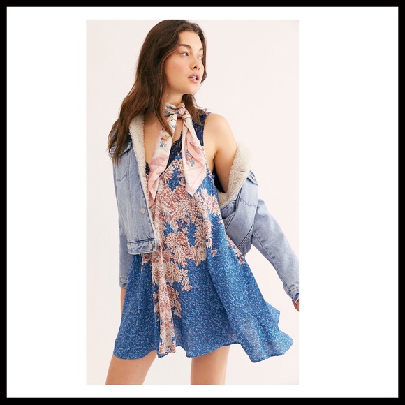 FREE PEOPLE BOHO FLOWY SLIP LACE MINI DRESS A2C - Picture 7 of 16